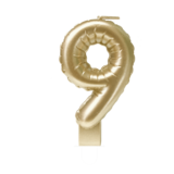 Paper Dreams Kaarsje 9 folie ballon goud | 7cm Paper Dreams Kaarsje 9 folie ballon goud | 7cm