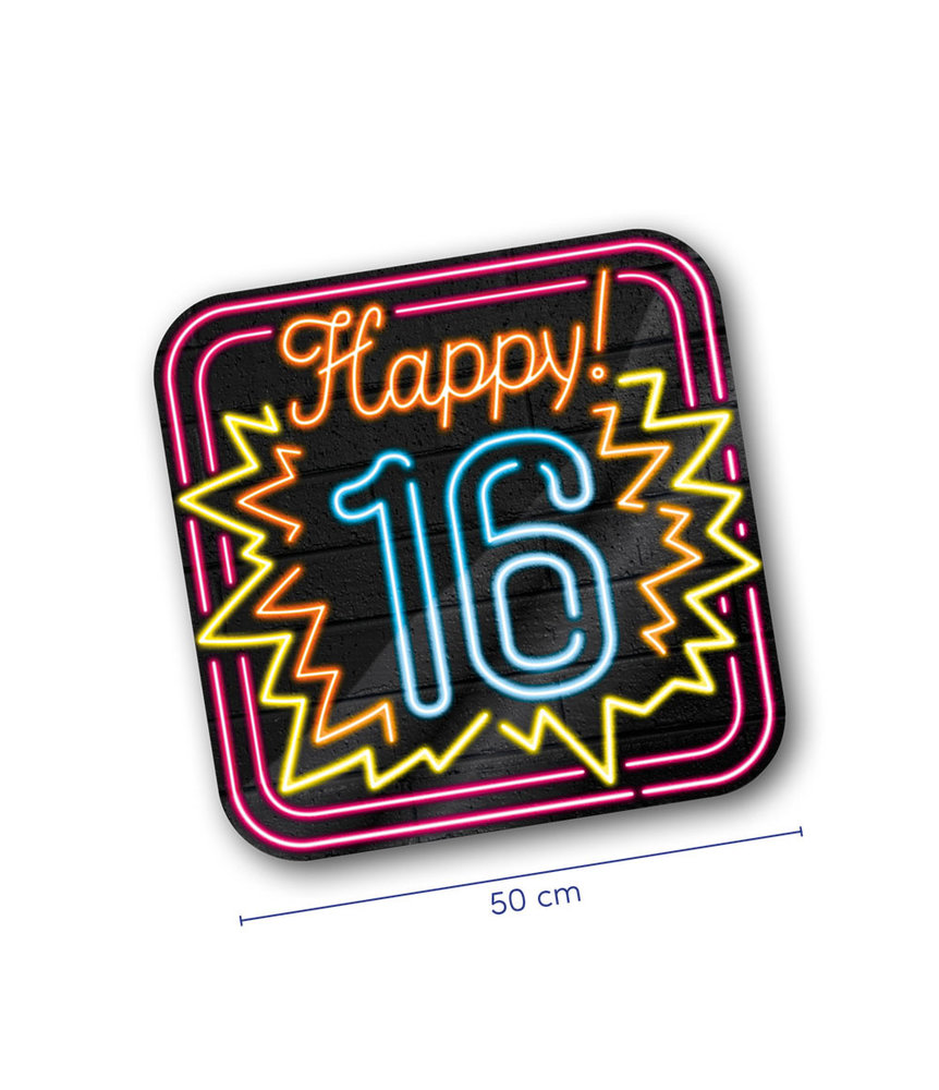 Paper Dreams NEON door signs Happy 16 | 50cm