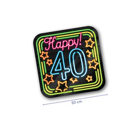 Paper Dreams Neon deurborden Happy 40 | 50cm Paper Dreams Neon deurborden Happy 40 | 50cm