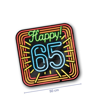 Paper Dreams Neon deurborden Happy 65 | 50cm