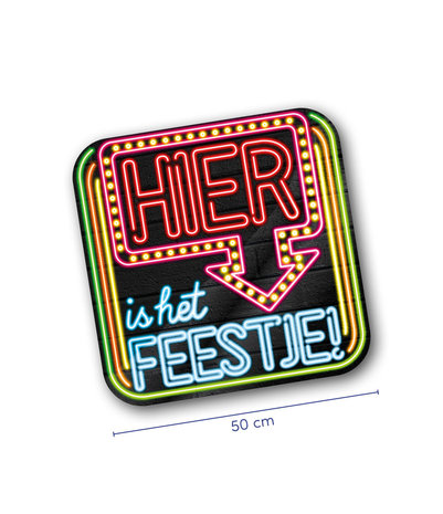 Paper Dreams Porte-porte au néon ici est la fête | 50cm Paper Dreams Porte-porte au néon ici est la fête | 50cm