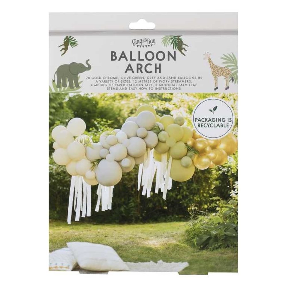 Ginger Ray Ballonboog DIY groen, crème, grijs en goud chroom | per kit
