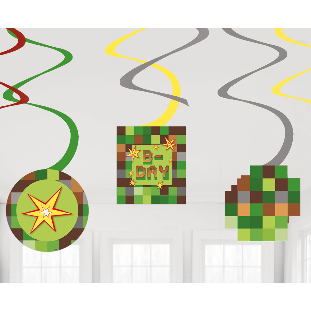 Amscan Hangdecoratie Swirls TNT Minecraft Party | 6 stuks Amscan Hangdecoratie Swirls TNT Minecraft Party | 6 stuks