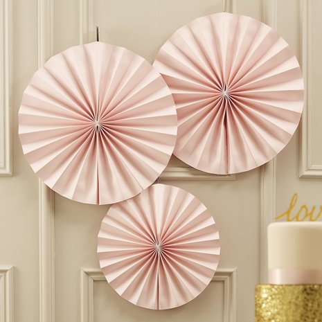 Ginger Ray Fans Pastell rosa Papier | 3 Stück Ginger Ray Fans Pastell rosa Papier | 3 Stück