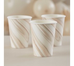 Ginger Ray Cups Natural Marmor 250ml | 8 Stücke Ginger Ray Cups Natural Marmor 250ml | 8 Stücke