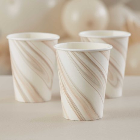 Ginger Ray Cups natural marble 250ml | 8 pieces Ginger Ray Cups natural marble 250ml | 8 pieces