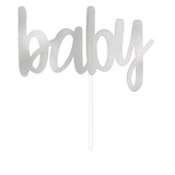 Unique Party Baby Cake Topper | silver metallic