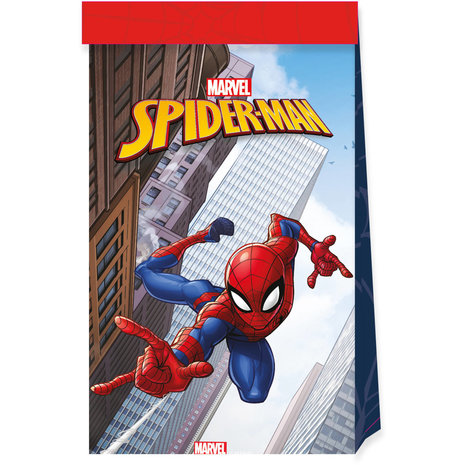 Procos Party Spiderman uitdeelzakjes Crime Fighter papier 22x13x7cm | 4 stuks