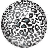 Amscan Orbz balloon white leopard print | 38 cm