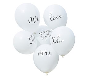 Ginger Ray Mr and Mrs bruiloft ballon set | 6 stuks