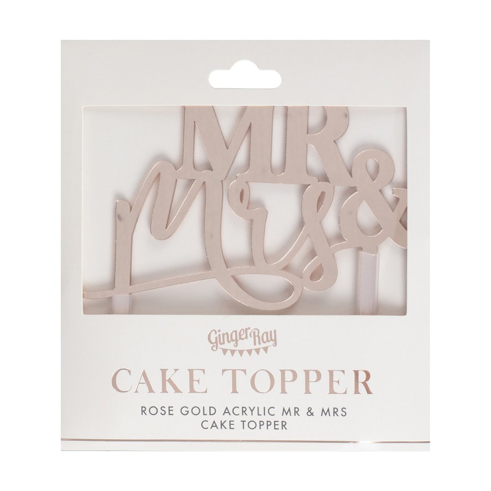 Ginger Ray Mr and Mrs Cake Topper Rosé Gold | 15x16cm