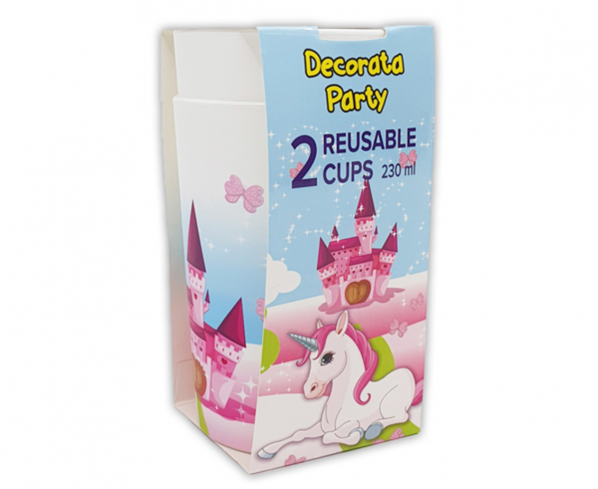 Procos Party Tasse à friandises Château de Licorne 230 ml | 2 pièces