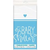Unique Party Baby Shower Tablecloth Hearts Blue | 137 x 213cm