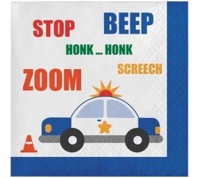 Creative Converting Servetten traffic jam 24x24cm | 16 stuks Creative Converting Servetten traffic jam 24x24cm | 16 stuks