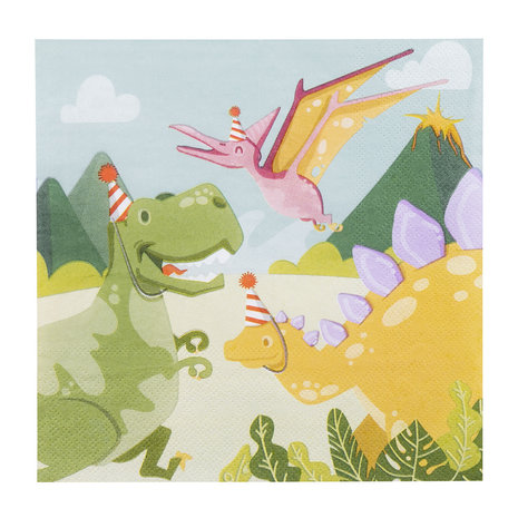 Boland Nappines de fête des dinosaures 33x33cm | 20 pièces