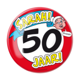 Paper Dreams Button XL 50 years Sarah traffic sign | per Unit Paper Dreams Button XL 50 years Sarah traffic sign | per Unit