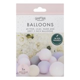 Ginger Ray Roze, Lila,  en Nude en Grijs ballonnen 13cm | per set  van 40 stuks Ginger Ray Roze, Lila,  en Nude en Grijs ballonnen 13cm | per set  van 40 stuks