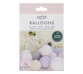 Ginger Ray Ballons Rose, Lilas, Nude et Gris 13cm | par lot de 40 pièces Ginger Ray Ballons Rose, Lilas, Nude et Gris 13cm | par lot de 40 pièces