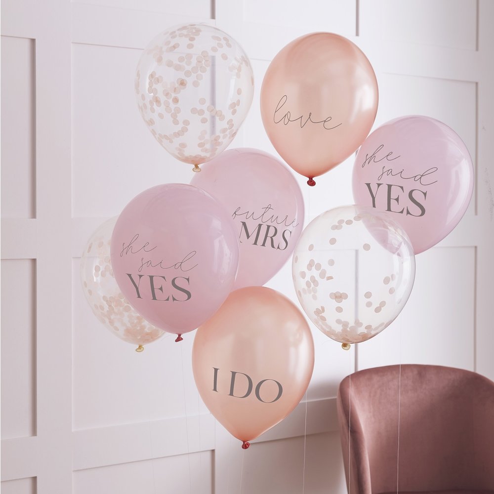 Ginger Ray She Said Yes Balloons Set Pink | 8 balloons