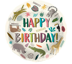 Folat Zoo Party Happy Birthday Folie Ballon 45cm | per stuk Folat Zoo Party Happy Birthday Folie Ballon 45cm | per stuk