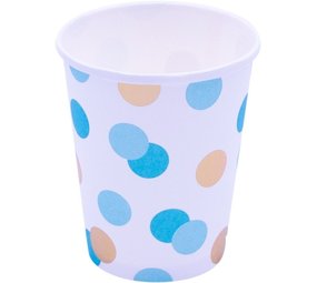 Bekers goud en blauwe stippen 250ml | 8 stuks Bekers goud en blauwe stippen 250ml | 8 stuks