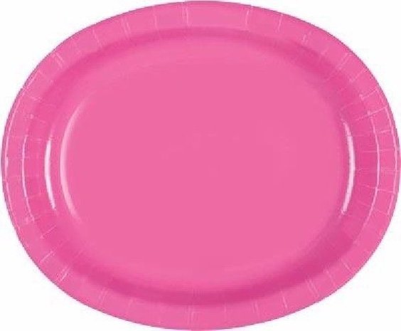 Unique Party Scale Oval Hot Pink 30x25cm | 8 pieces
