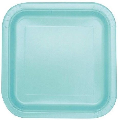 Unique Party Plates Mint Green Square 17x17cm | 16 pieces