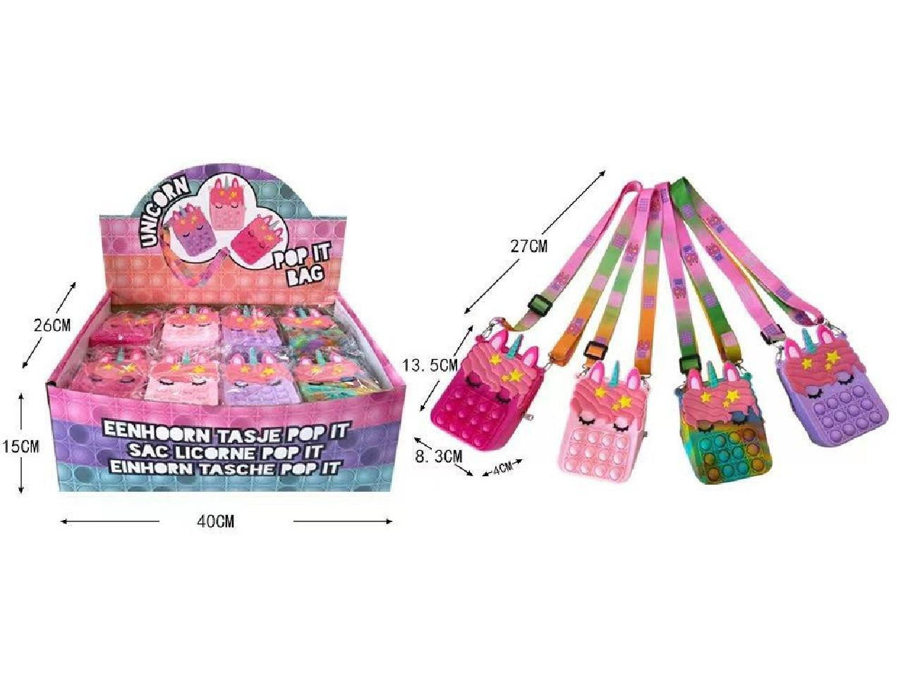 LG Imports Eenhoorn Pop It Tasje 13x9x4cm | per stuk