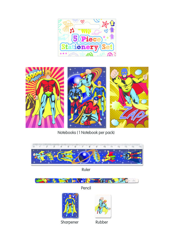 Henbrandt Superheroes Writing Set 5-piece | per Unit