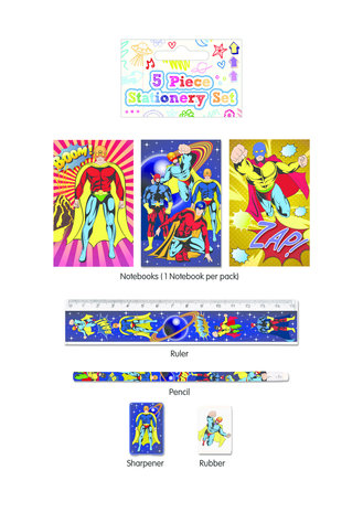 Henbrandt Superheroes Writing Set 5-piece | per Unit