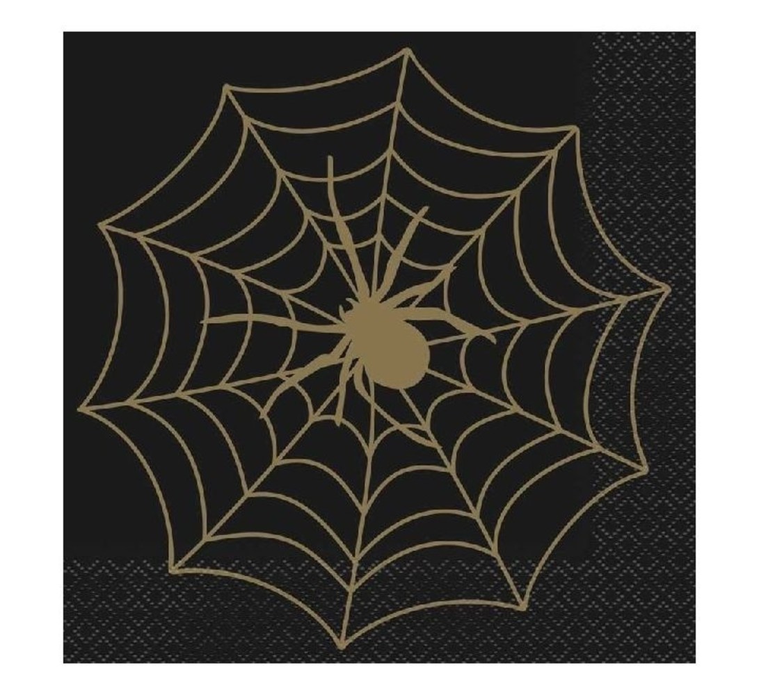 Unique Party Serviettes toile d'araignée noir-doré 33x33 | 16 pièces