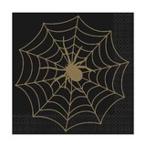 Unique Party Servietten Spinnennetz schwarz-gold 33x33 | 16 Stück