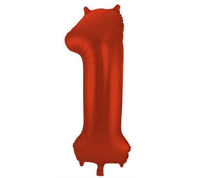 Folat Folie ballon cijfer 1 Rood Metallic Mat | 86cm Folat Folie ballon cijfer 1 Rood Metallic Mat | 86cm