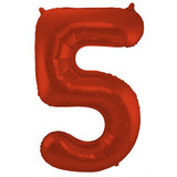 Folat Foil Balloon Number 5 Red Metallic Mat | 86cm Folat Foil Balloon Number 5 Red Metallic Mat | 86cm