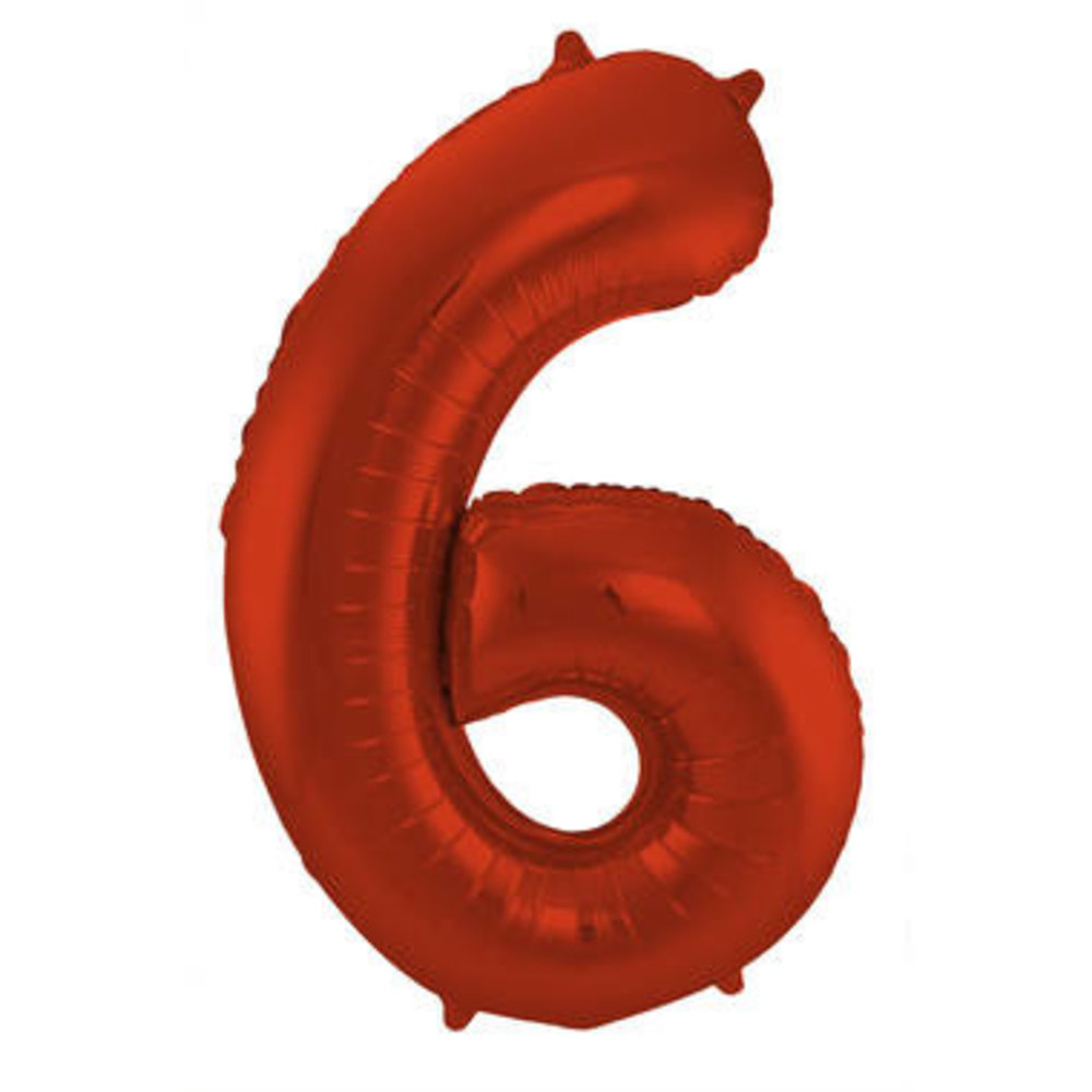 Folat Foil Balloon Number 6 Red Metallic Mat | 86cm Folat Foil Balloon Number 6 Red Metallic Mat | 86cm