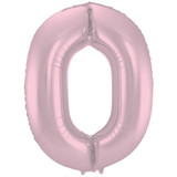 Folat Folie Ballon Number 0 Mat Pastel Pink | 86cm Folat Folie Ballon Number 0 Mat Pastel Pink | 86cm