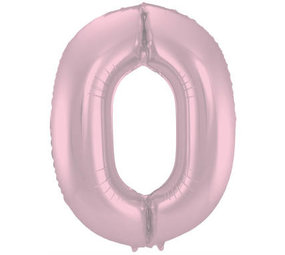 Folat Ballon aluminium numéro 0 Mat Rose Pastel | 86cm Folat Ballon aluminium numéro 0 Mat Rose Pastel | 86cm
