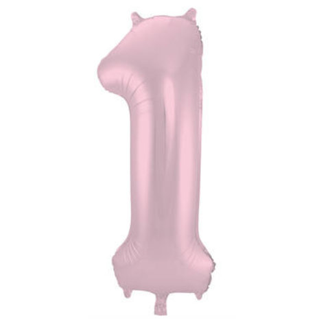 Folat Folie ballon cijfer 1 Mat Pastel Pink | 86cm Folat Folie ballon cijfer 1 Mat Pastel Pink | 86cm