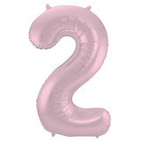 Folat Ballon aluminium numéro 2 Mat Rose Pastel | 86cm Folat Ballon aluminium numéro 2 Mat Rose Pastel | 86cm
