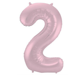 Folat Ballon aluminium numéro 2 Mat Rose Pastel | 86cm Folat Ballon aluminium numéro 2 Mat Rose Pastel | 86cm