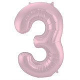 Folat Folie ballon cijfer 3 Mat Pastel Pink | 86cm