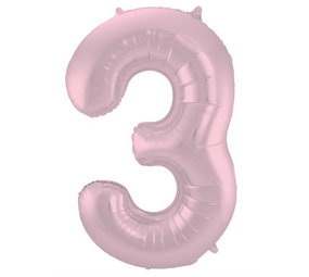 Folat Ballon aluminium numéro 3 Mat Rose Pastel | 86cm Folat Ballon aluminium numéro 3 Mat Rose Pastel | 86cm