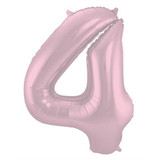 Folat Ballon aluminium numéro 4 Mat Rose Pastel | 86cm Folat Ballon aluminium numéro 4 Mat Rose Pastel | 86cm