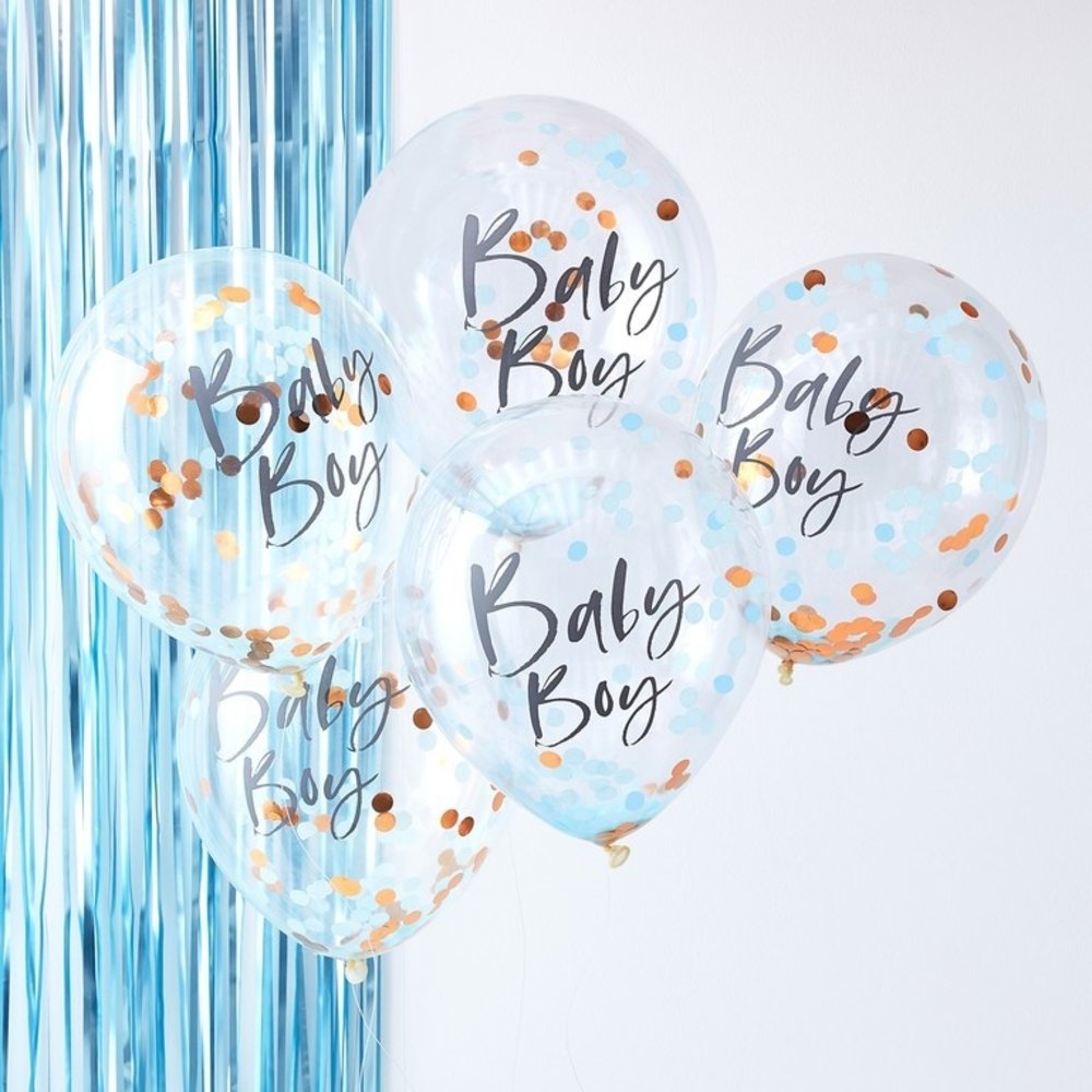Ginger Ray Baby Boy confetti ballonnen 30cm | 5 stuks