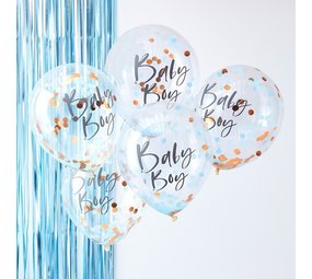 Ginger Ray Baby Boy confetti ballonnen 30cm | 5 stuks Ginger Ray Baby Boy confetti ballonnen 30cm | 5 stuks