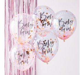 Ginger Ray Baby Girl confetti ballonnen 30cm | 5 stuks Ginger Ray Baby Girl confetti ballonnen 30cm | 5 stuks