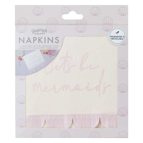 Ginger Ray Magic Mermaid Napkins 16x16cm | 16 pieces