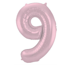 Folat Folie ballon cijfer 9 Mat Pastel Pink | 86cm Folat Folie ballon cijfer 9 Mat Pastel Pink | 86cm