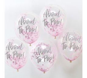 Ginger Ray Roze confetti ballonnen About to pop! | 5 stuks Ginger Ray Roze confetti ballonnen About to pop! | 5 stuks