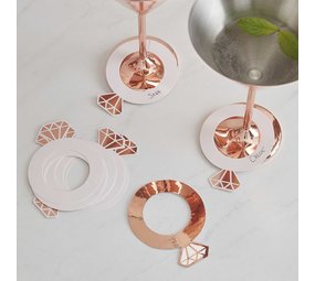 Ginger Ray Drinkmarkers rosé gouden ring | 10 stuks